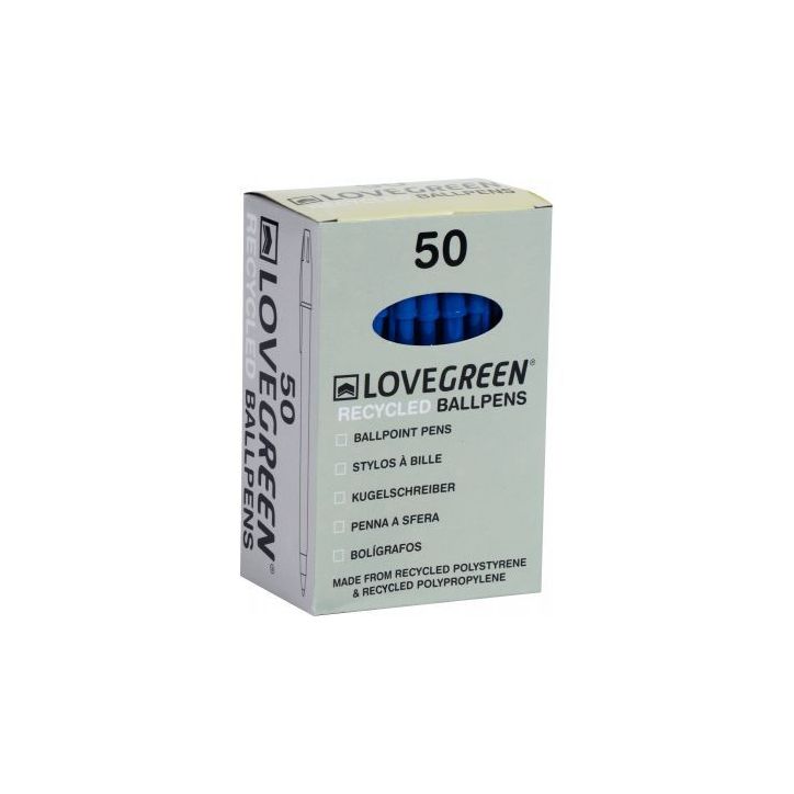 Boîte de 50 stylos Lovegreen bleu 20012X50