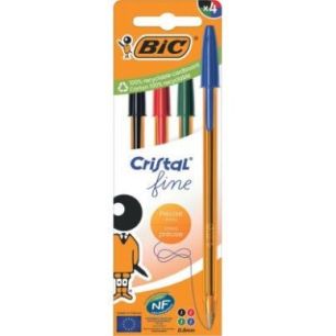 Achetez Boîte de 4 stylos bille Cristal pointe fine assortis 516340 CRISTAL BIC pas cher sur Ma Ren..