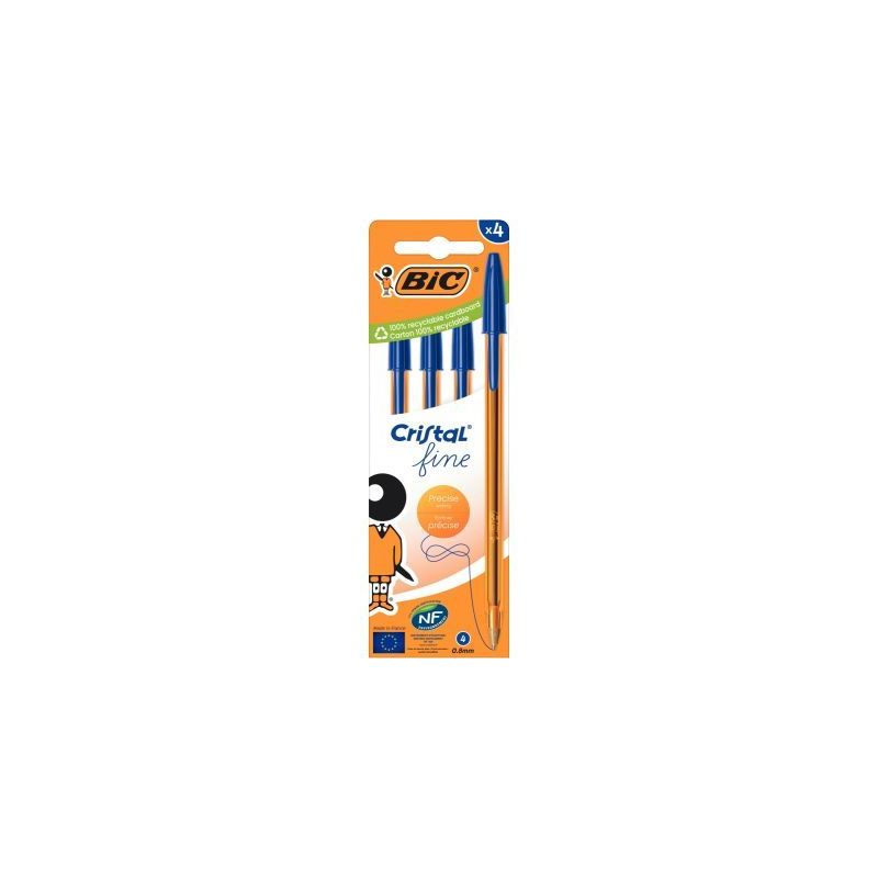 Achetez Blister de 4 stylos bille Cristal pointe fine bleus 516338 CRISTAL BIC pas cher sur Ma Rentr..