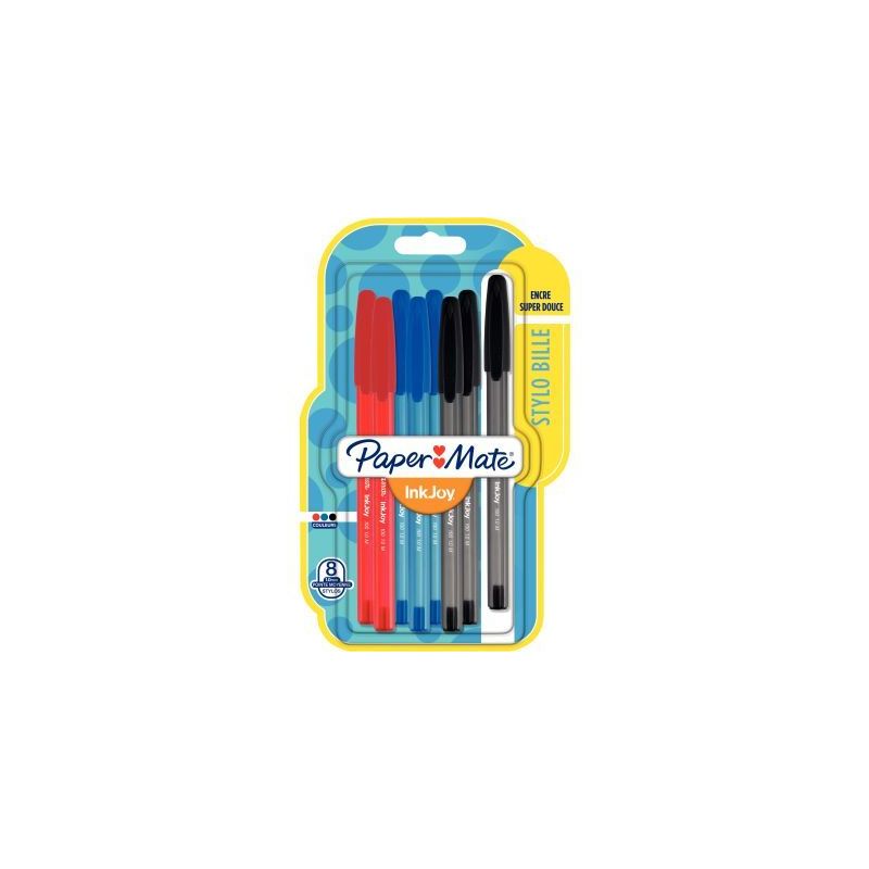 Achetez Blister de 8 stylos bille Papermate InkJoy 100 assortis 1956745 PAPER MATE pas cher sur Ma R..