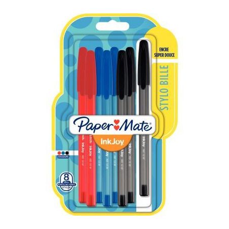 Achetez Blister de 8 stylos bille Papermate InkJoy 100 assortis 1956745 PAPER MATE pas cher sur Ma R..