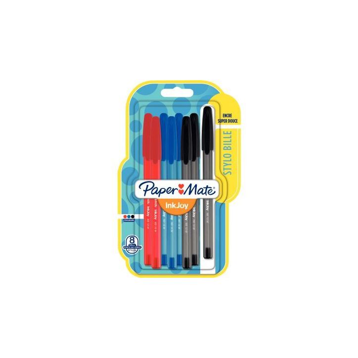 Blister de 8 stylos bille Papermate InkJoy 100 assortis 1956745 PAPER MATE
