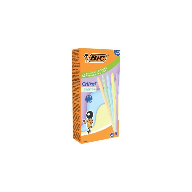 Achetez Boîte de 20 stylos bille Cristal Pastel assortis 302550 CRISTAL BIC pas cher sur Ma Rentré..