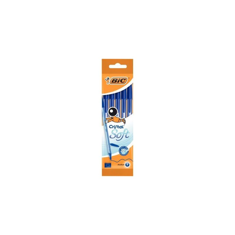 Achetez Blister de 5 stylos bille Soft bleu 516347 BIC pas cher sur Ma Rentrée Scolaire
