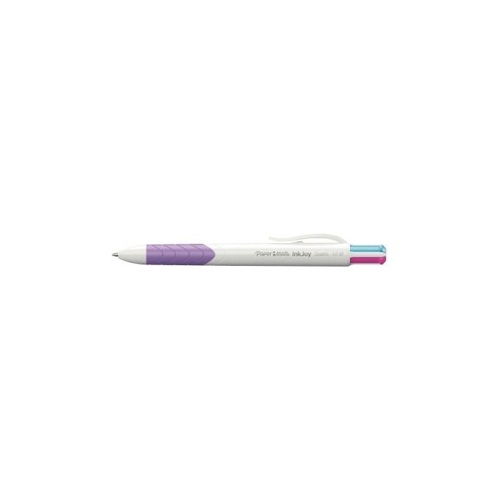 PAPERMATE Stylo bille rétractable 4 couleurs INKJOY QUATRO fun : turquoise, rose, violet, vert pomme