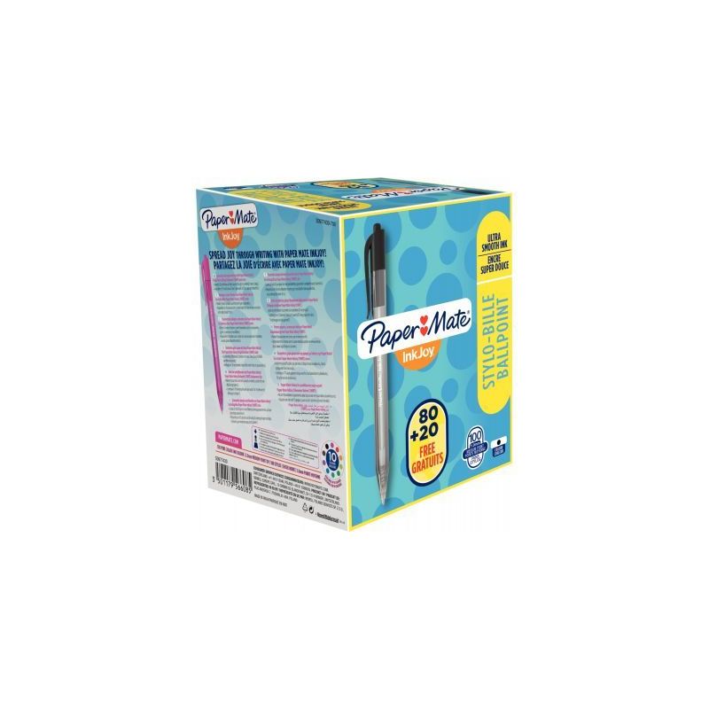 Achetez Boîte de 100 stylos inkjoy 100RT noir dont 20 gratuits S0977430 INKJOY PAPER MATE pas cher ..