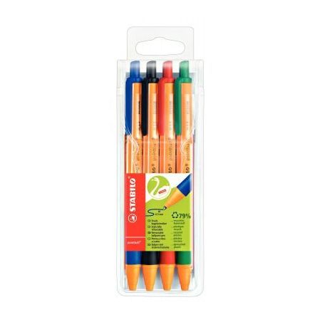 Achetez Pochette de 4 stylos Pointball rétractable pointe moyenne assortis 6030/4 STABILO pas cher ..