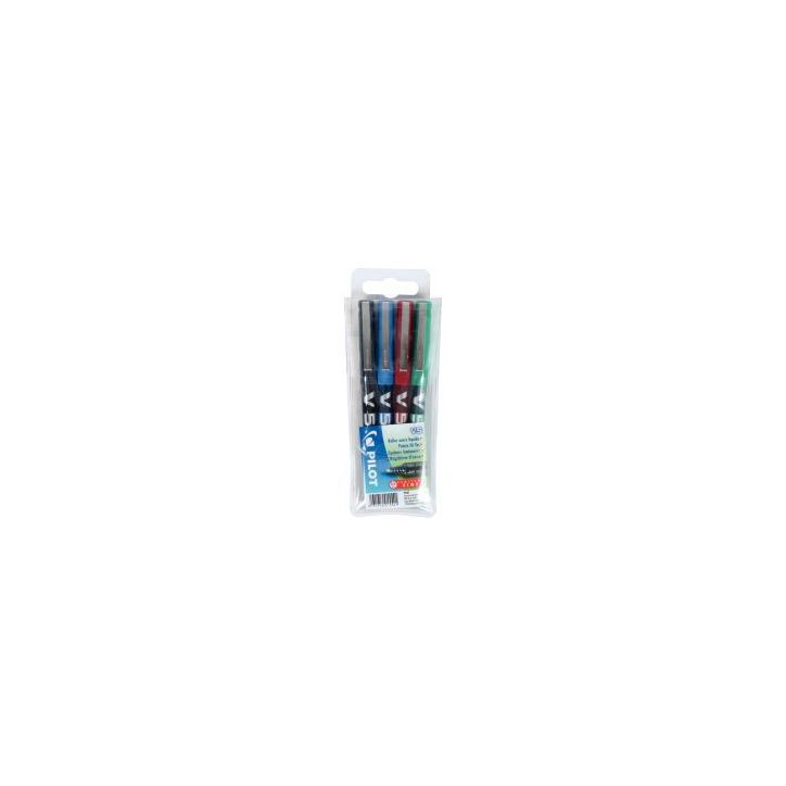 PILOT Pochette de 4 stylos feutre pointe tubulaire 0,5 mm encre liquide 4 couleurs HI-TECPOINT BX-V5