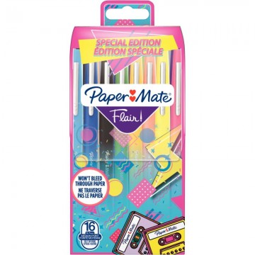 Paper Mate Flair Feutres de Coloriage, pointe moyenne (0,7 mm), encre  noire, Boîte de 12