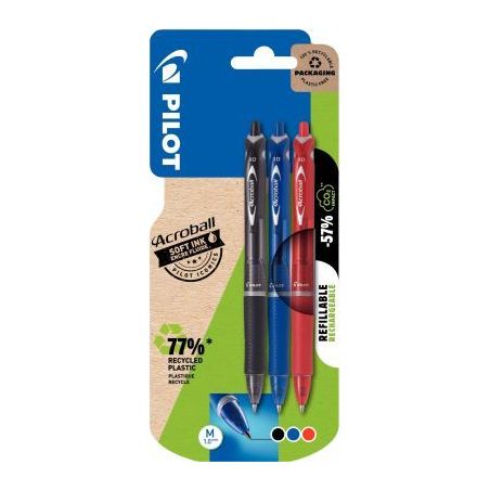 Achetez Blister de 3 stylos bille Acroball pointe moyenne assortis 3131910633556 ACROBALL PILOT pas ..