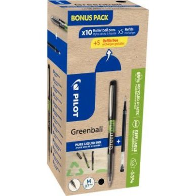 Achetez Pack de 10 rollers Greenball noirs + 10 recharges noires WLT424741 PILOT pas cher sur Ma Ren..