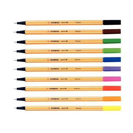 Achetez STABILO point 88 stylo-feutre pointe fine (0,4 mm) - Etui de 10 stylo-feutres - Coloris asso..