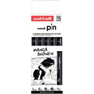 Achetez Pochette 5 feutres Manga pointes assorties brush noirs PIN/5 PF ASP013 UNIBALL pas cher sur ..