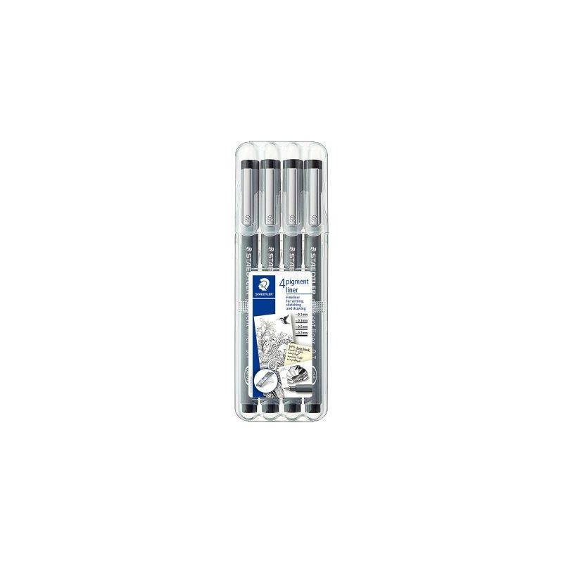 Achetez Pochette de 4 feutres pigment liner assortis noirs 308WP4 STAEDTLER pas cher sur Ma Rentrée.. Achetez Pochette de 4 feutres pigment liner assortis noirs 308WP4 STAEDTLER pas cher sur Ma Rentrée..