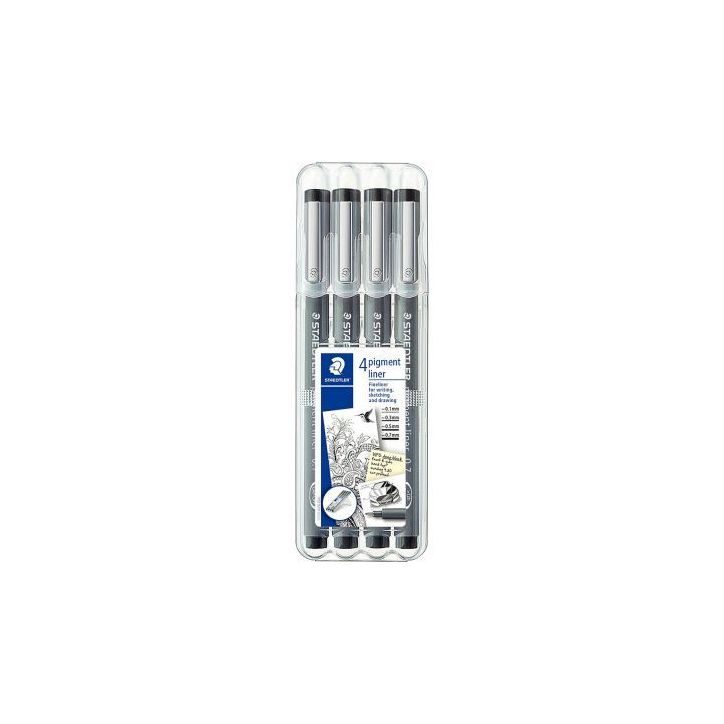 Pochette de 4 feutres pigment liner assortis noirs 308WP4 STAEDTLER