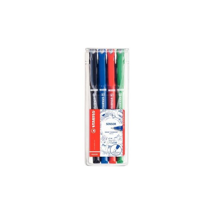 Pochette de 4 feutres Sensor 0,3 mm assortis 189/4 SENSOR STABILO