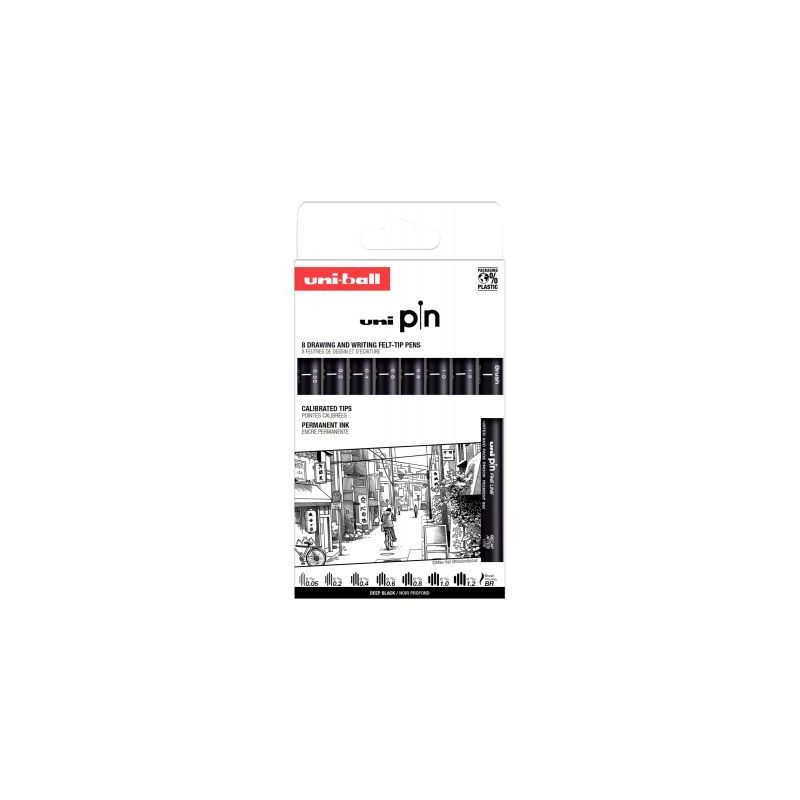 Achetez Pochette 8 feutres Uni Pin Pointes assorties plus brush noir PIN/8 PF ASP011 UNIBALL pas che.. Achetez Pochette 8 feutres Uni Pin Pointes assorties plus brush noir PIN/8 PF ASP011 UNIBALL pas che..