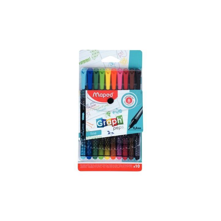 Pochette de 10 feutres Graph Peps assortis 749050 MAPED