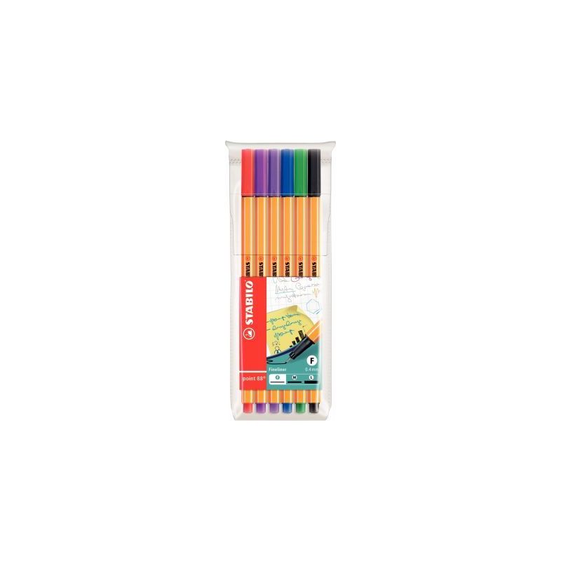 Achetez STABILO point 88 stylo-feutre pointe fine (0,4 mm) - Pochette de 6 stylo-feutres - Coloris a.. Achetez STABILO point 88 stylo-feutre pointe fine (0,4 mm) - Pochette de 6 stylo-feutres - Coloris a..