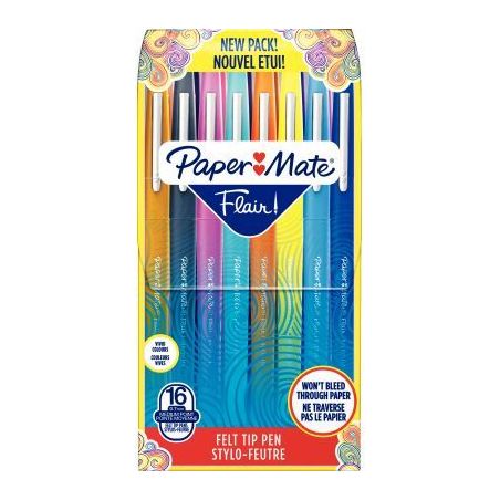 Achetez PAPERMATE Pochette de 16 Stylos feutres Flair Original Standard, pointe 0,4mm pas cher sur M..