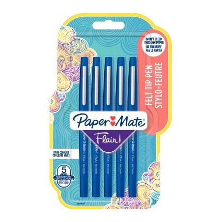 Achetez Blister de 5 feutres Flair bleus 2028647 FLAIR PAPER MATE pas cher sur Ma Rentrée Scolaire