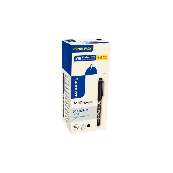 Ecopack de 16+4 feutres VSign noirs 3131910424796 PILOT