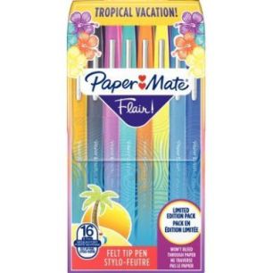 PAPERMATE Pochette de 16 Stylos feutres Flair Original Tropical, pointe 0,4mm PAPERMATE Pochette de 16 Stylos feutres Flair Original Tropical, pointe 0,4mm