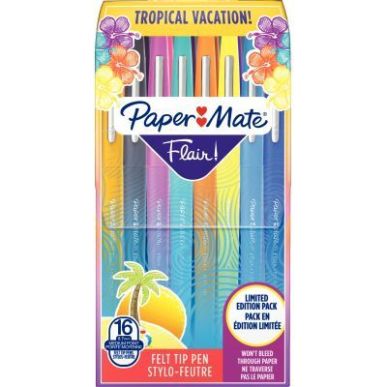 Achetez PAPERMATE Pochette de 16 Stylos feutres Flair Original Tropical, pointe 0,4mm pas cher sur M..