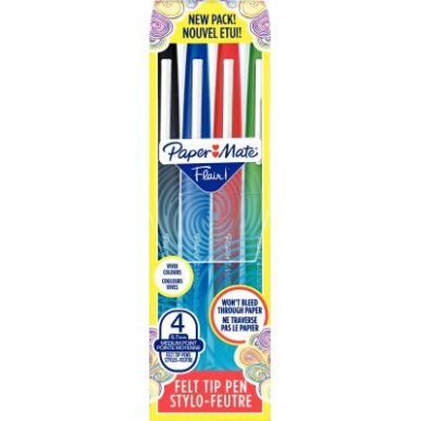 Achetez PAPERMATE Pochette de 4 Stylos feutres Flair Original Standard, pointe 0,4mm. B, N, RGE, VT ..