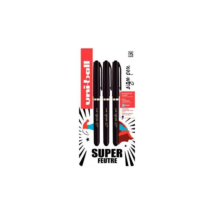 Blister de 3 rollers Sign Pen noirs SPX3 PF N UNIBALL