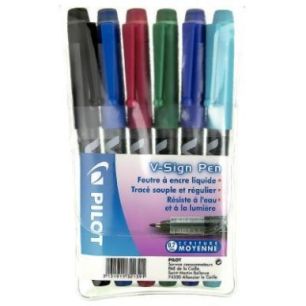 Achetez Pochette de 6 feutres Pilot V-Sign Pen assortis 3131911321391 PILOT pas cher sur Ma Rentrée..