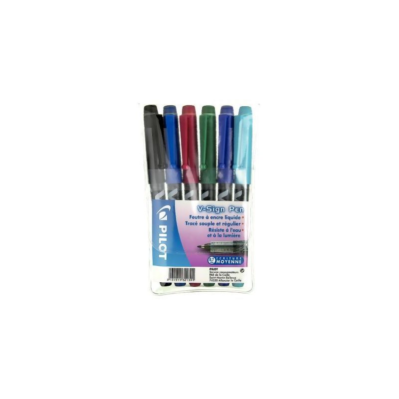 Achetez Pochette de 6 feutres Pilot V-Sign Pen assortis 3131911321391 PILOT pas cher sur Ma Rentrée..