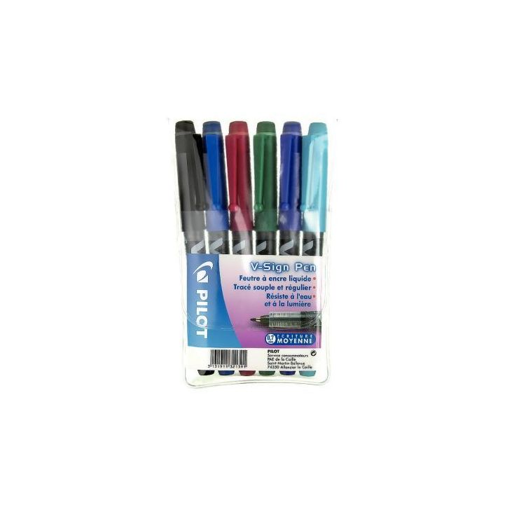 Pochette de 6 feutres Pilot V-Sign Pen assortis 3131911321391 PILOT