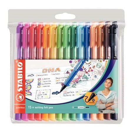 Achetez STABILO pointMax stylo-feutre pointe moyenne (0,8 mm) - Pochette de 15 stylos-feutres - Colo..