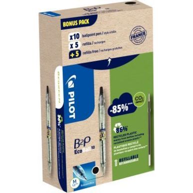 Achetez Greenpack de 10 stylos noirs + 10 recharges Ecoball noires 3131910586562 PILOT pas cher sur ..