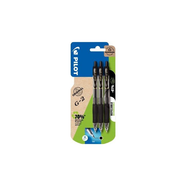 Blister de 3 stylos G2 noirs 313191021009 G-2 PILOT