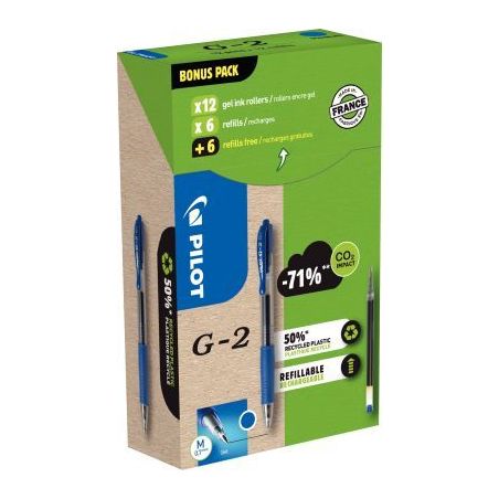 Achetez Greenpack 12 stylos bleus + 12 recharges G2 bleues 3131910556183 PILOT pas cher sur Ma Rentr..
