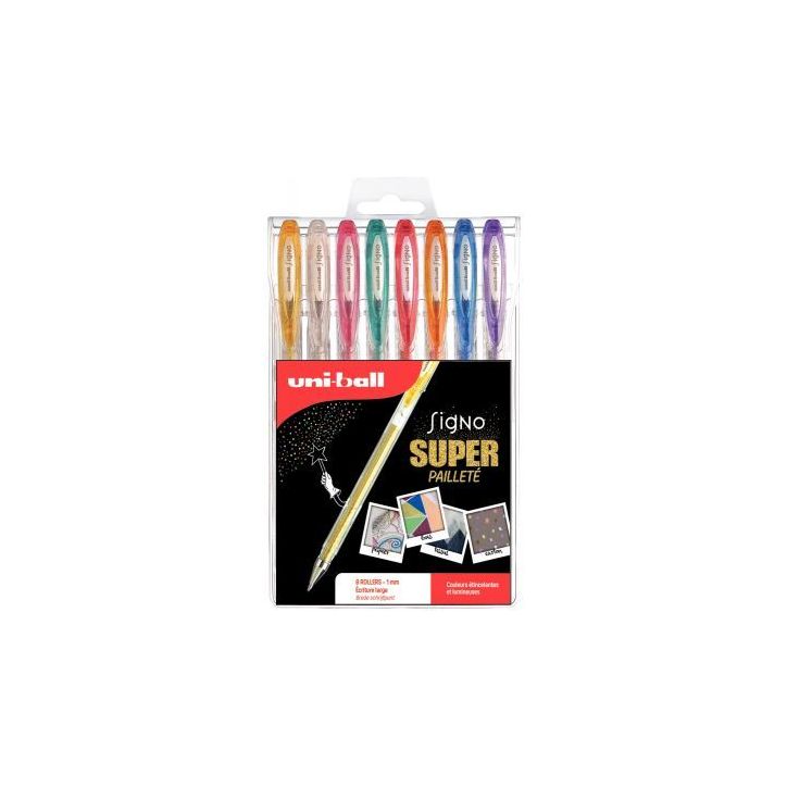 Pochette de 8 stylos gel Signo pailletés UM120SP/8 UNIBALL