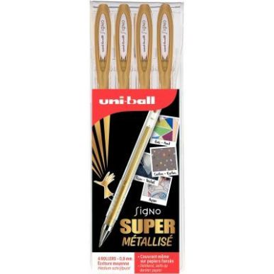 Achetez Pochette de 4 stylos gel Signo or UM120NM/4 OR UNIBALL pas cher sur Ma Rentrée Scolaire