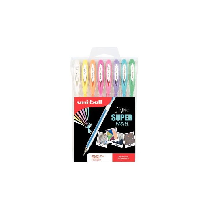 Pochette de 8 stylos gel Signo pastels UM120AC/8 UNIBALL