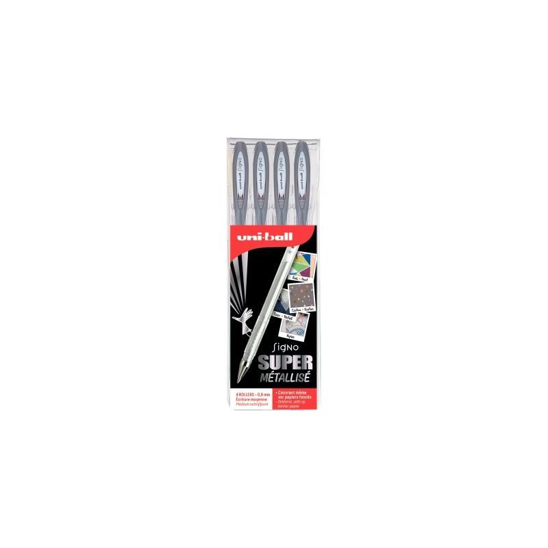 Achetez Pochette de 4 stylos gel Signo argent UM120NM/4 AR UNIBALL pas cher sur Ma Rentrée Scolaire
