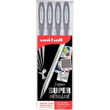 Achetez Pochette de 4 stylos gel Signo argent UM120NM/4 AR UNIBALL pas cher sur Ma Rentrée Scolaire