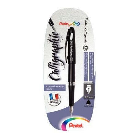 Achetez Blister de 1 stylo plume noir calligraphie 888297 PENTEL pas cher sur Ma Rentrée Scolaire