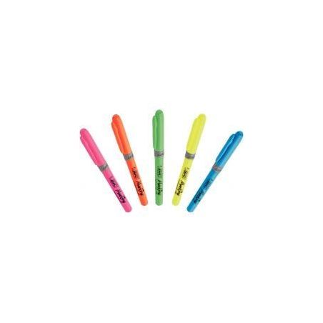 Achetez BIC Highlighter Grip Surligneurs Pointe Biseautée - Couleurs Fluo Assorties, Etui Carton de..