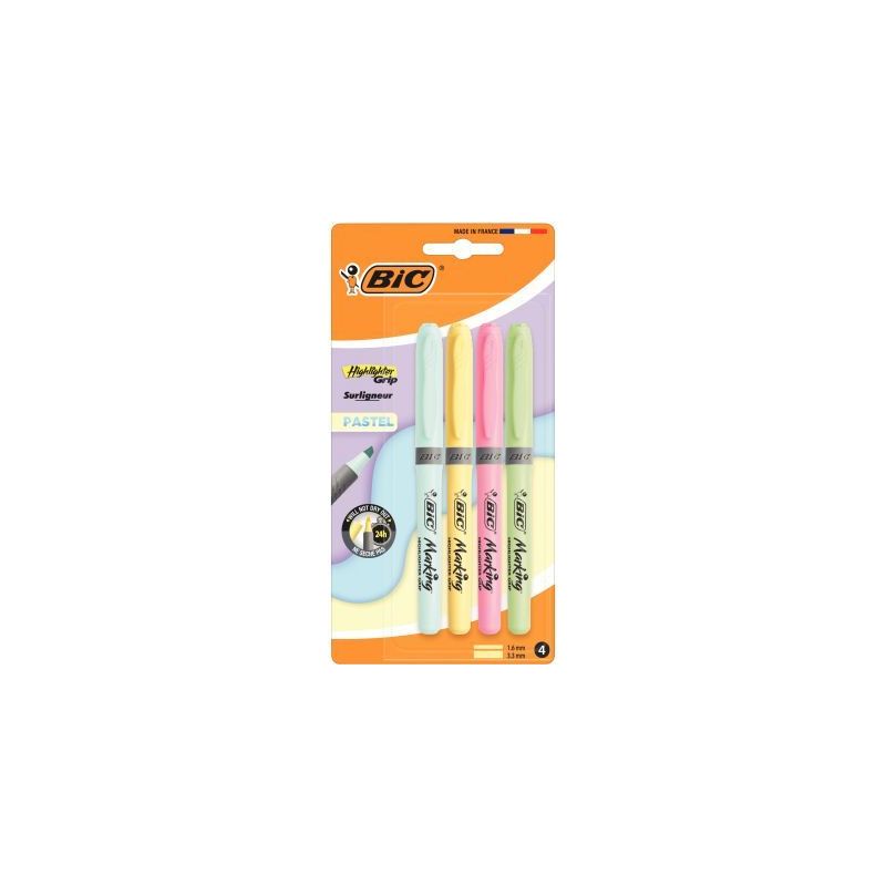 Achetez Blister de 4 surligneurs Highlighter grip pastel 964859 BIC pas cher sur Ma Rentrée Scolair.. Achetez Blister de 4 surligneurs Highlighter grip pastel 964859 BIC pas cher sur Ma Rentrée Scolair..
