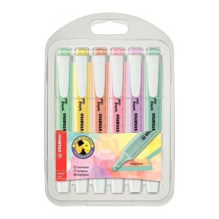 Achetez STABILO swing cool Pastel - Pochette de 6 surligneurs pastel - Menthe/Jaune/Pêche/Rose/Lila..
