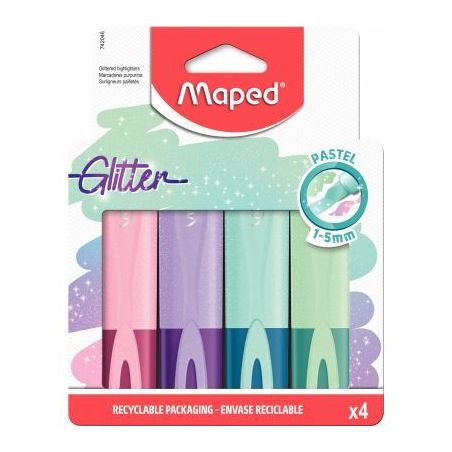 Achetez Pochette de 4 surligneurs FluoPeps glitter pastel 742046 MAPED pas cher sur Ma Rentrée Scol..