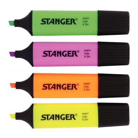 Achetez Pochette de 4 surligneurs pointe biseautée assortis vert, rose, jaune, orange 180009000 STA..