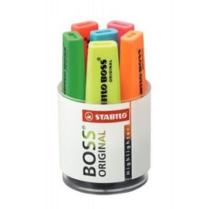 Achetez STABILO BOSS ORIGINAL surligneur pointe biseautée - Pot de 6 surligneurs fluo - Coloris ass..