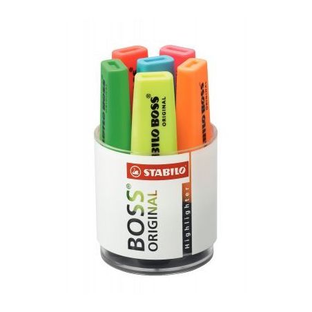 Achetez STABILO BOSS ORIGINAL surligneur pointe biseautée - Pot de 6 surligneurs fluo - Coloris ass..